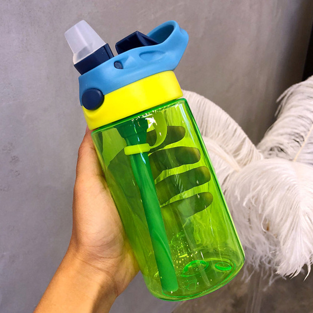 New 500ML 4 Colors Plastic Sport Water Bottles Cup Children home Feeding Straw Juice Drinking Bottle