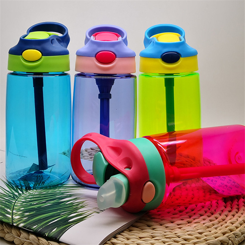New 500ML 4 Colors Plastic Sport Water Bottles Cup Children home Feeding Straw Juice Drinking Bottle