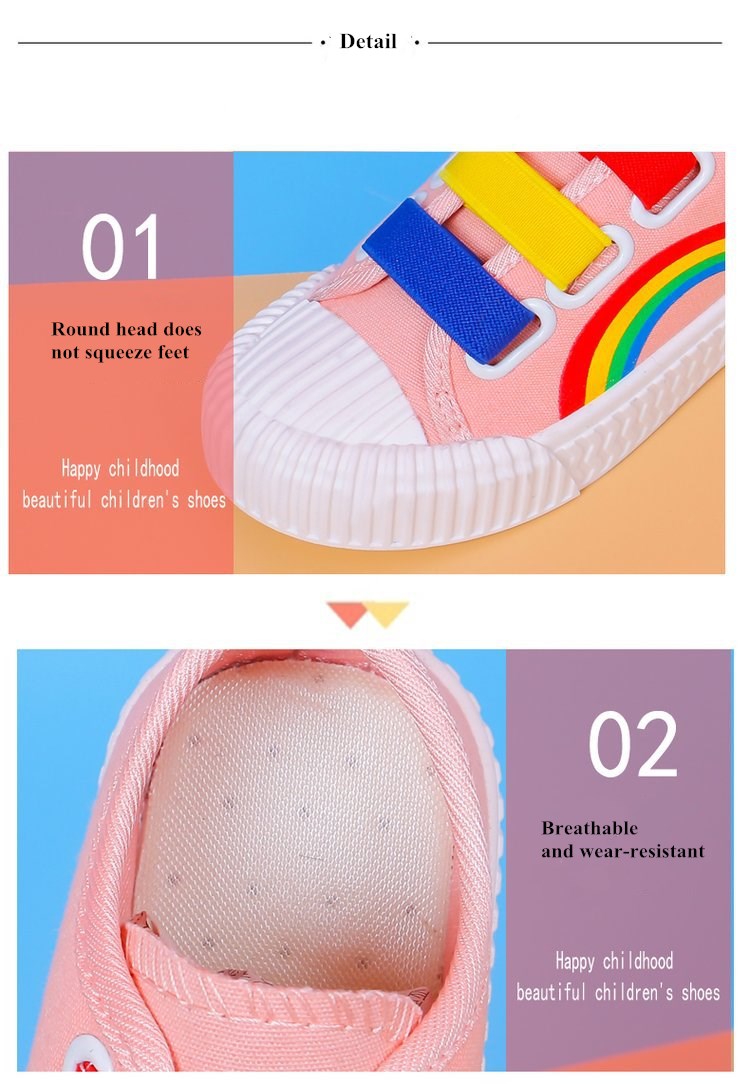 Children Canvas Shoes Casual Rainbow Girls Athletic Shoes Soft Bottom Boys Running Shoes Sneakers