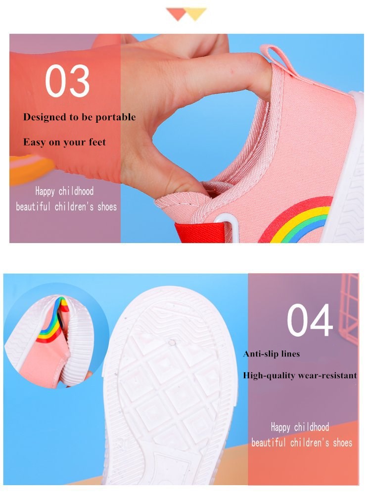 Children Canvas Shoes Casual Rainbow Girls Athletic Shoes Soft Bottom Boys Running Shoes Sneakers