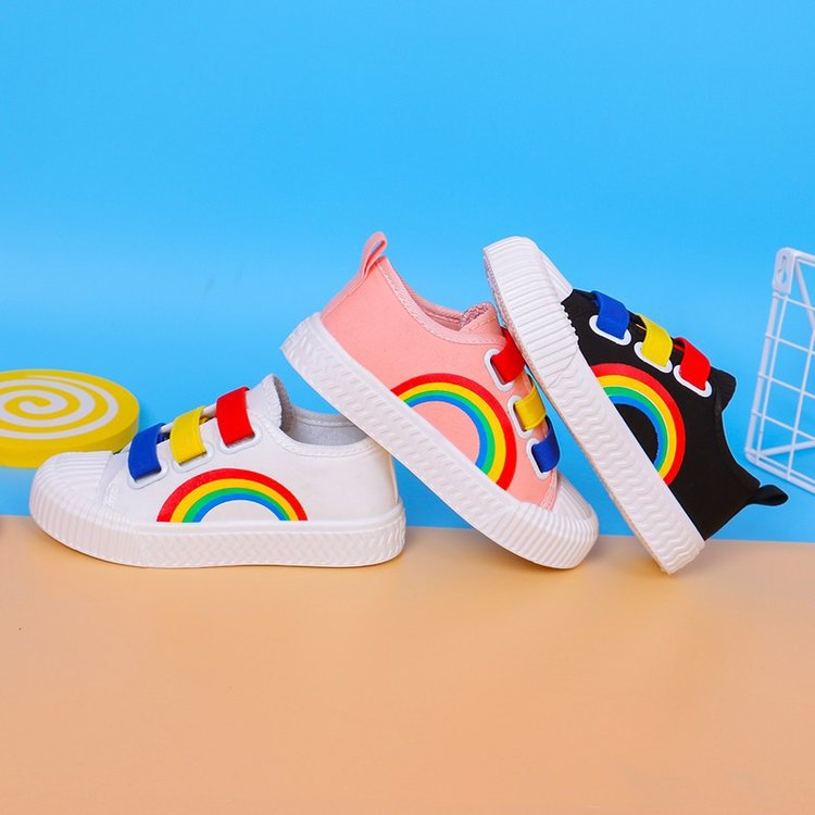 Children Canvas Shoes Casual Rainbow Girls Athletic Shoes Soft Bottom Boys Running Shoes Sneakers