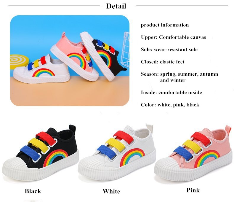 Children Canvas Shoes Casual Rainbow Girls Athletic Shoes Soft Bottom Boys Running Shoes Sneakers