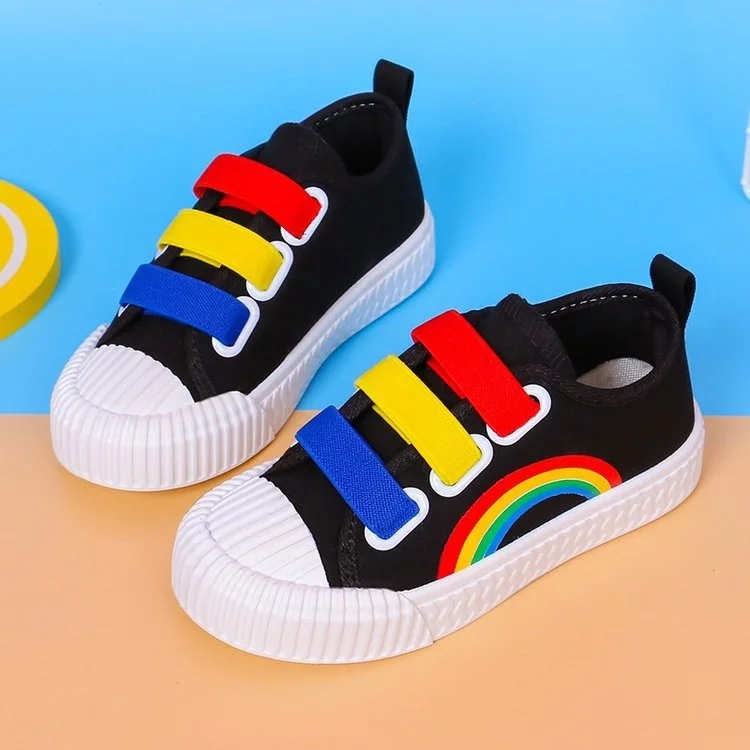 Children Canvas Shoes Casual Rainbow Girls Athletic Shoes Soft Bottom Boys Running Shoes Sneakers