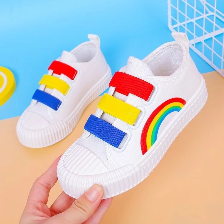 Children Canvas Shoes Casual Rainbow Girls Athletic Shoes Soft Bottom Boys Running Shoes Sneakers