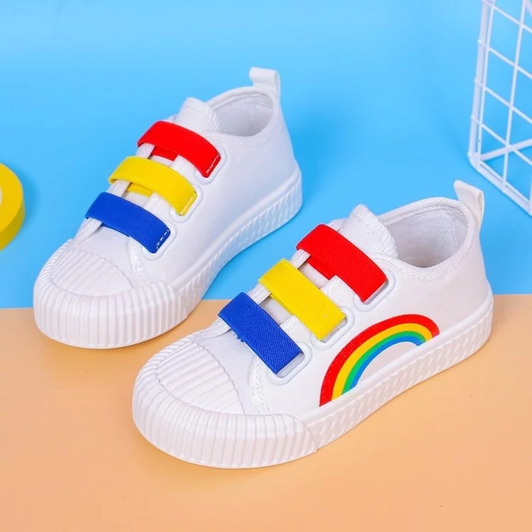 Children Canvas Shoes Casual Rainbow Girls Athletic Shoes Soft Bottom Boys Running Shoes Sneakers