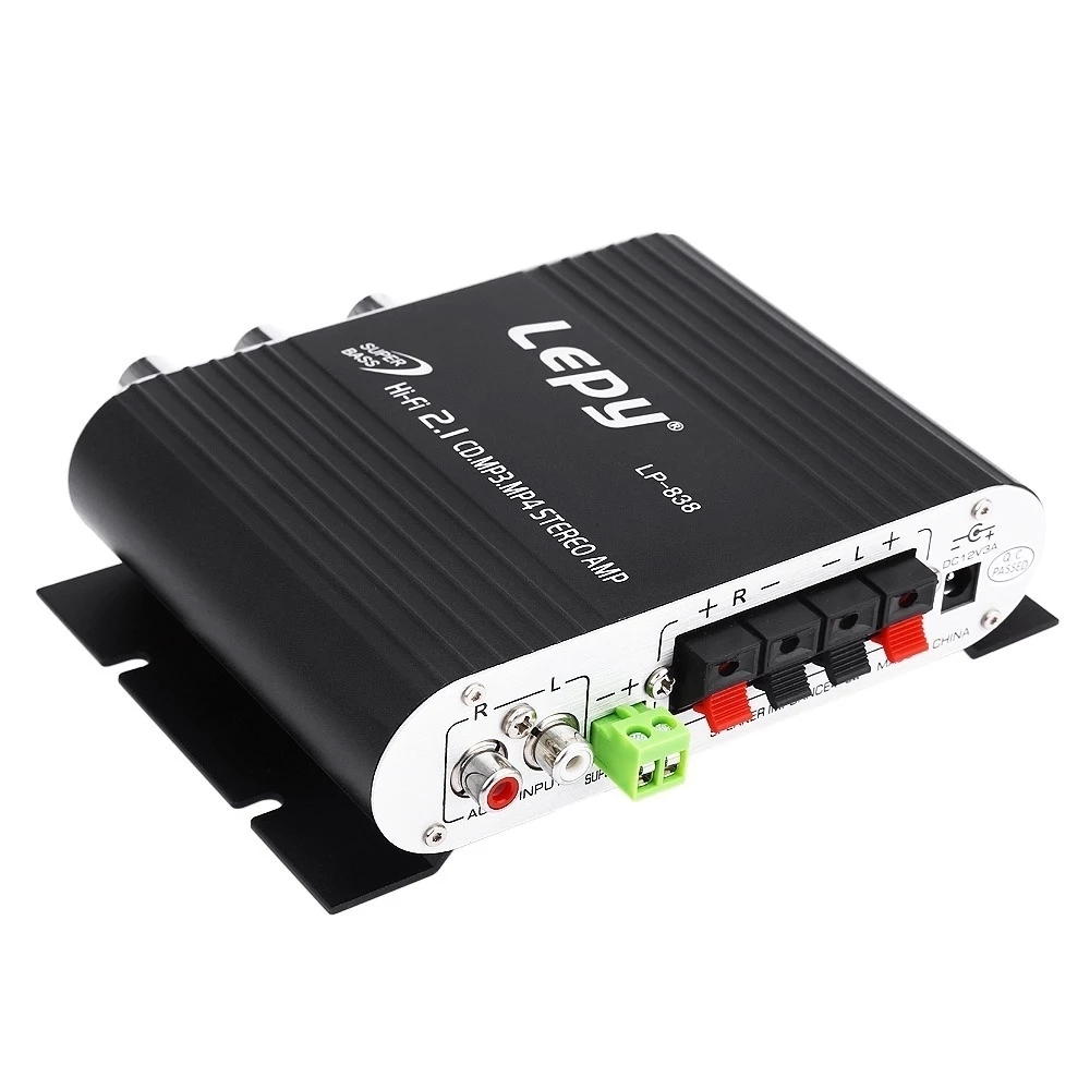 Lepy LP-838 MINI Digital Hi-Fi Car Power Amplifier CD MP3 MP4 Stereo BASS Speaker Player
