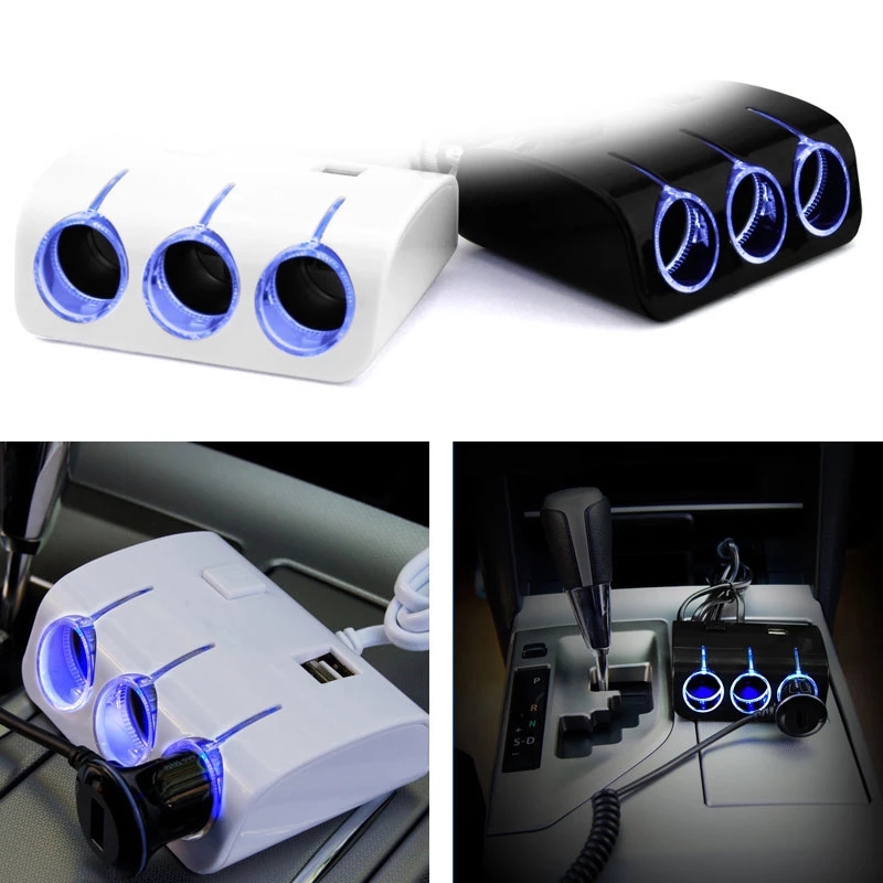 Car Splitter Cigarette Lighter Socket 12v Power Adapter for Car DVR GPS Usb Charger Car Accessories