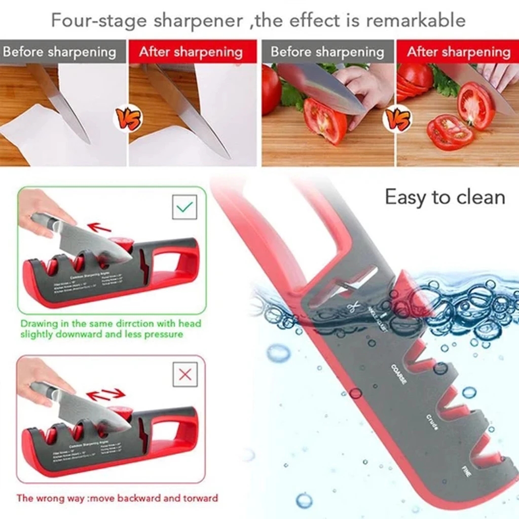 Knife Sharpener 4 In 1 Kitchen Knives Grinder Scissors Sharpening Stone Whetstone Angle Adjustable