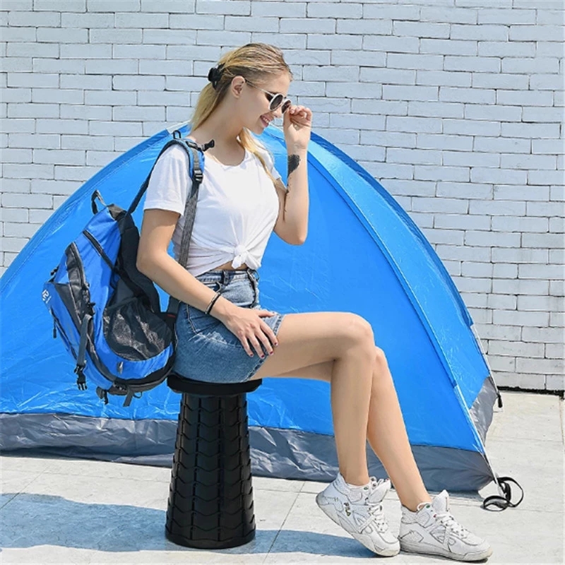 Outdoor Retractable Stool Chairs Portable Stool Lounge Chair Camping Stool Foldable Fishing Chair