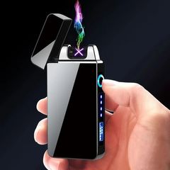 Dual Arc Lighter Plasma Flameless Rechargeable Electric Lighter for Cigarette with LED Power Display As picture