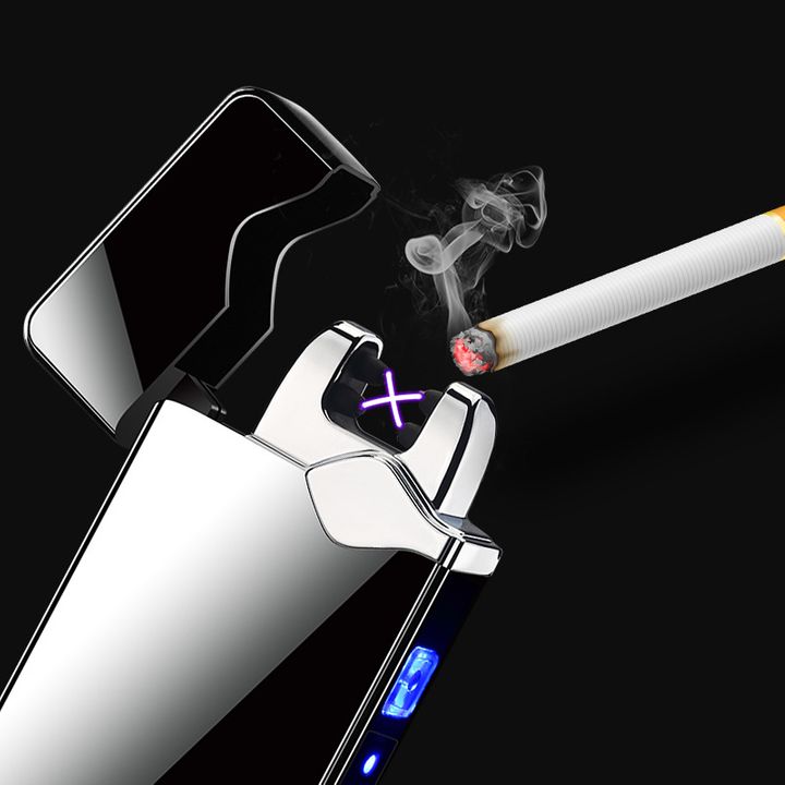 Dual Arc Lighter Plasma Flameless Rechargeable Electric Lighter for Cigarette with LED Power Display