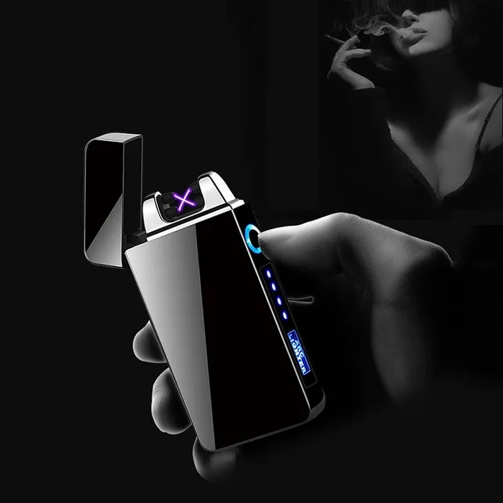 Dual Arc Lighter Plasma Flameless Rechargeable Electric Lighter for Cigarette with LED Power Display