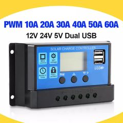50A/40A/30A/20A Solar Charger Controller 12V 24V Auto PWM LCD Display 5V Dual USB Output Controller 30A
