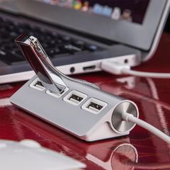1pcs High Speed USB HUB 4 Port USB 2.0 Port Portable OTG Aluminum USB Splitter Cable Laptop Tablet Silver