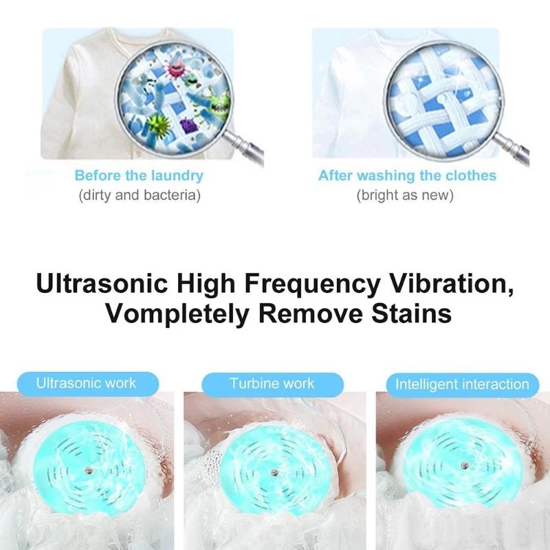 Ultrasonic Turbine Washing Machine Foldable Bucket Type USB Laundry Clothes Washer Cleaner for Home