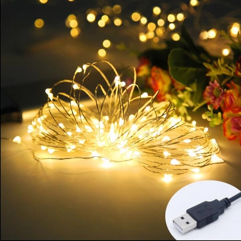 LED String Light 10M 100LED USB 5V Waterproof Cooper Wire home Christmas Wedding Garden Decoration