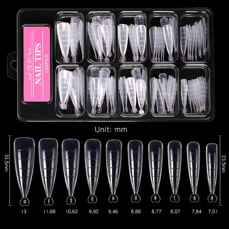 100Pcs Poly Gel Quick Building Mold Tips Nail Dual Forms Finger Extension UV Easy Find Poly Gel Tool