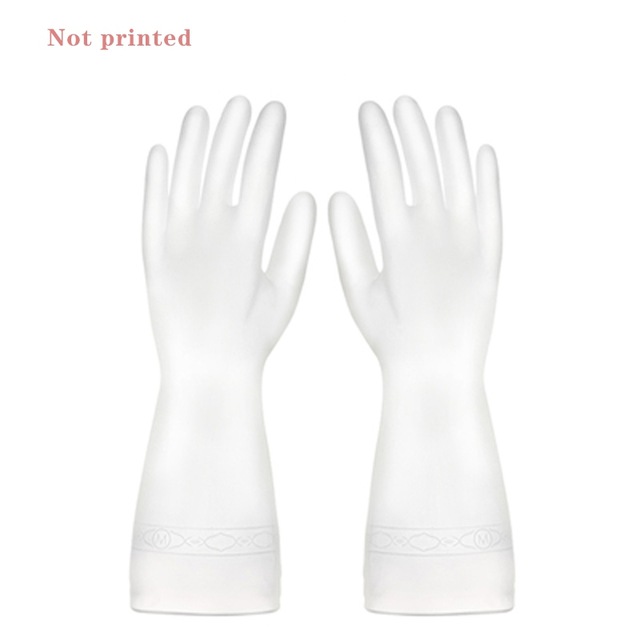 Dishwashing Gloves Rubber Waterproof Kitchen Washing Vegetables Household Clean Durable Thin Gloves Transparent white L size:32*13*1cmTransparent white,L size:32*13*1cm