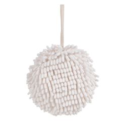 Chenille Hand Towels Kitchen Bathroom Hand Towel Ball with Hanging Loops Quick Dry Soft Absorbent Microfiber Towels White 17cm*17cm*17cm