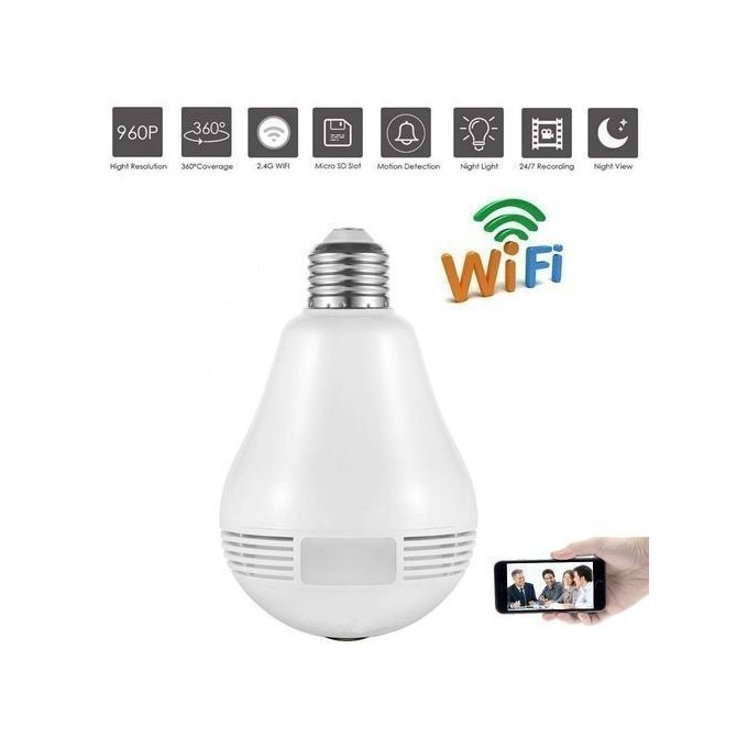 Panoramic 3D Camera Hidden Mini Bulb Universal Adapter WiFi 1080P HD Wireless Exquisite Practical