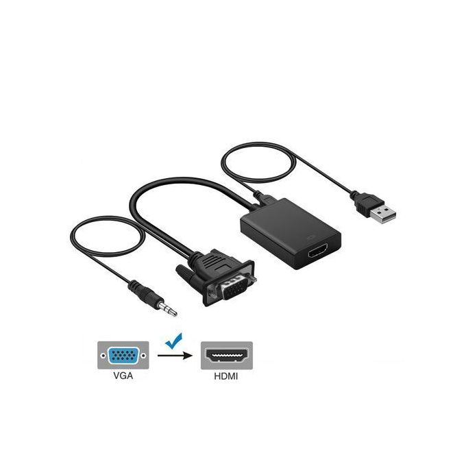 VGA To HDMI Output 1080P HD Audio TV AV HDTV Video Cable Converter Adapter