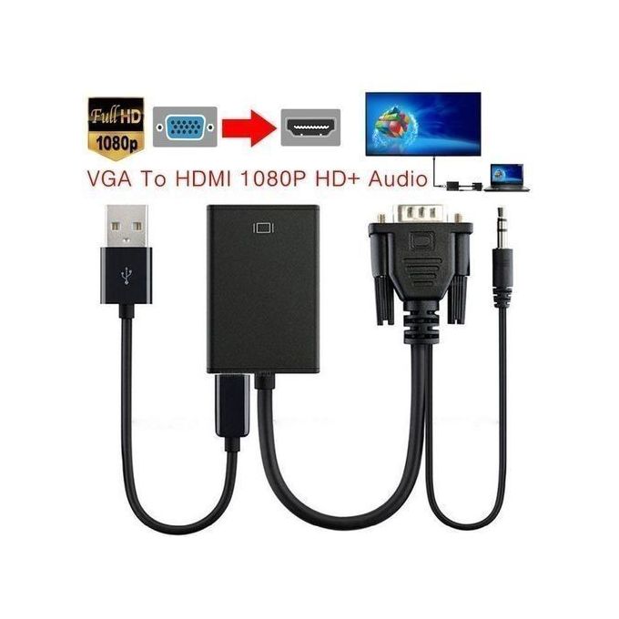 New VGA Male To HDMI Female Converter Adapter Cable With Audio Output 1080P VGA HDMI Adapter