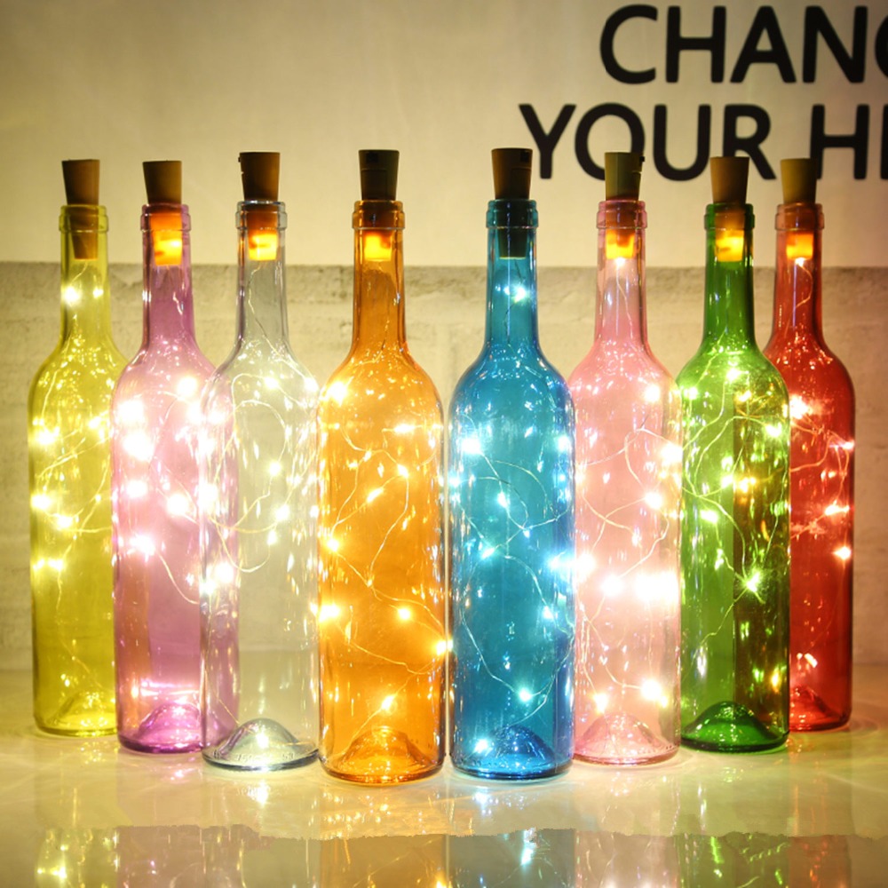 1M/ 2M Wine Bottle Lights With Cork LED String Light Copper Wire Fairy Garland Lights Christmas Holiday Party Wedding Decoration 1/