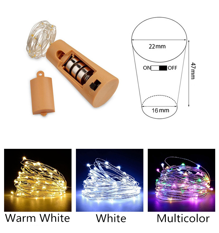 1M/ 2M Wine Bottle Lights With Cork LED String Light Copper Wire Fairy Garland Lights Christmas Holiday Party Wedding Decoration 1/