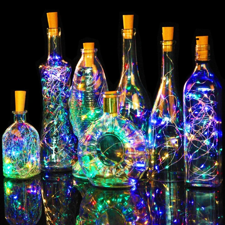 1M/ 2M Wine Bottle Lights With Cork LED String Light Copper Wire Fairy Garland Lights Christmas Holiday Party Wedding Decoration 1/