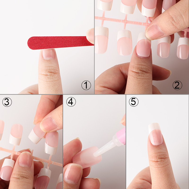 Fashion nail nail, French nail nail with adhesive back, 24 wearable and removable nail nail nails 1set /2set. complimentary nail patch adhesive