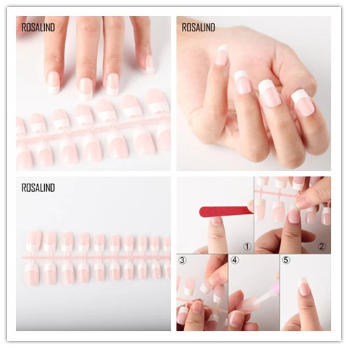 Fashion nail nail, French nail nail with adhesive back, 24 wearable and removable nail nail nails 1set /2set. complimentary nail patch adhesive