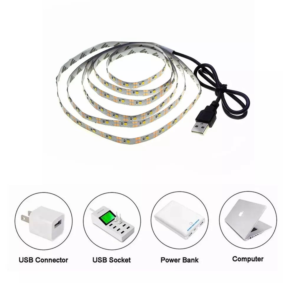 5V USB LED Strips 2835 White Warm White Tira LED Strip Light TV Background Lighting Tape Home Decor Lamp 0.5- 5m
