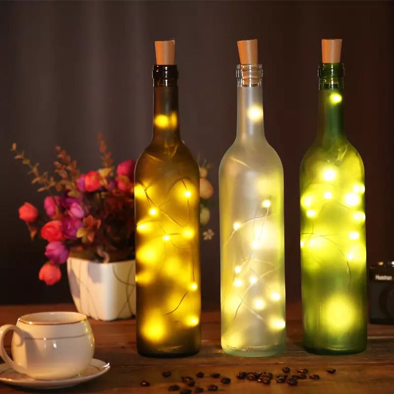 1M/ 2M Wine Bottle Lights With Cork LED String Light Copper Wire Fairy Garland Lights Christmas Holiday Party Wedding Decoration 1/