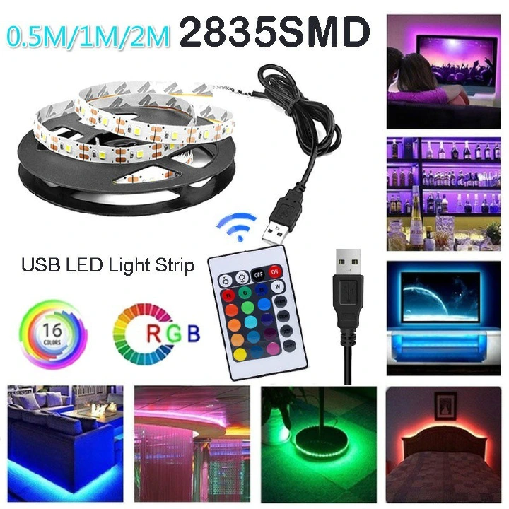 USB LED light strip USB 2835 5V RGB flexible light strip 24 keys Remote CONTROL RGB TV desktop screen backlight diode with remote control color adjustment strip