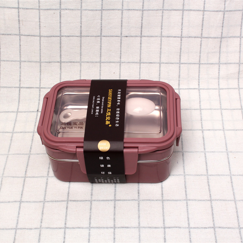 Portable Stainless Steel Lunch Box Double Layer Cartoon Container Kitchen &amp; Dining room appliances