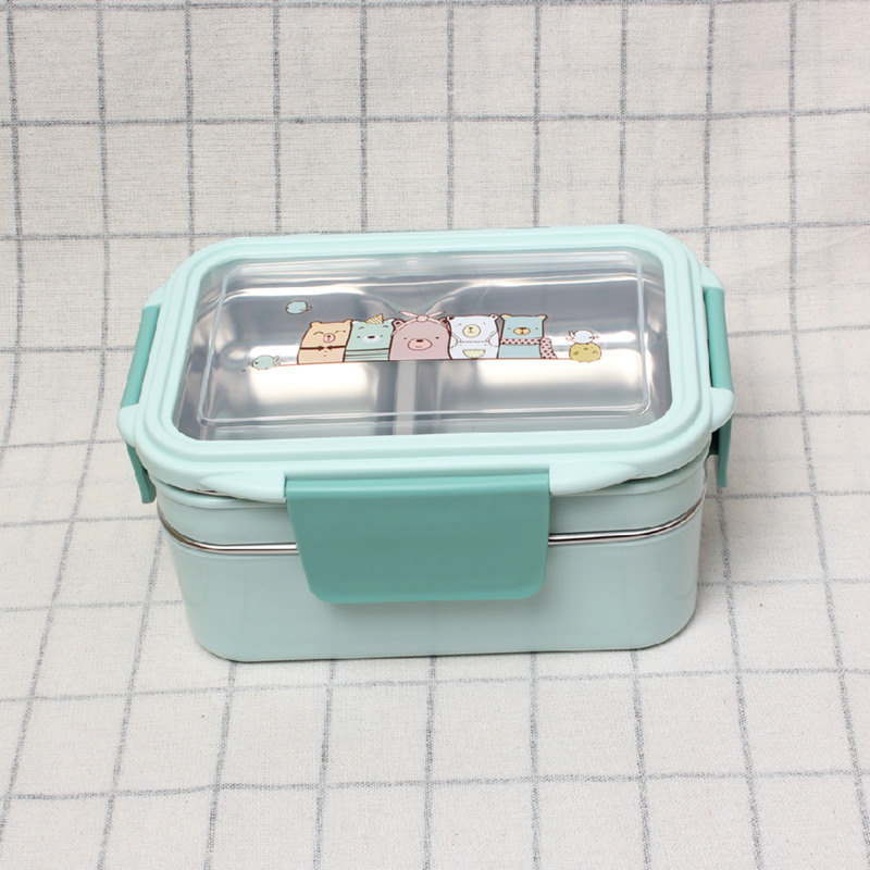 Portable Stainless Steel Lunch Box Double Layer Cartoon Container Kitchen &amp; Dining room appliances
