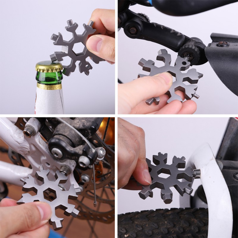 18 In 1 Snowflake Snow Wrench Tool Spanner Hex Wrench Multifunction  Tools Bottle Opener Screwdriver