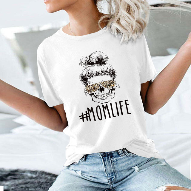 MOMLIFE Femal Tshirt Cartoon Top TeesT Shirt Women Harajuku Short Sleeve Fun T-Shirt
