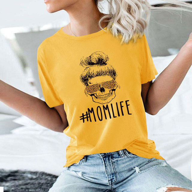 MOMLIFE Femal Tshirt Cartoon Top TeesT Shirt Women Harajuku Short Sleeve Fun T-Shirt