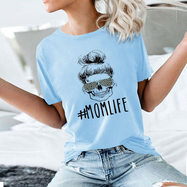 MOMLIFE Femal Tshirt Cartoon Top TeesT Shirt Women Harajuku Short Sleeve Fun T-Shirt