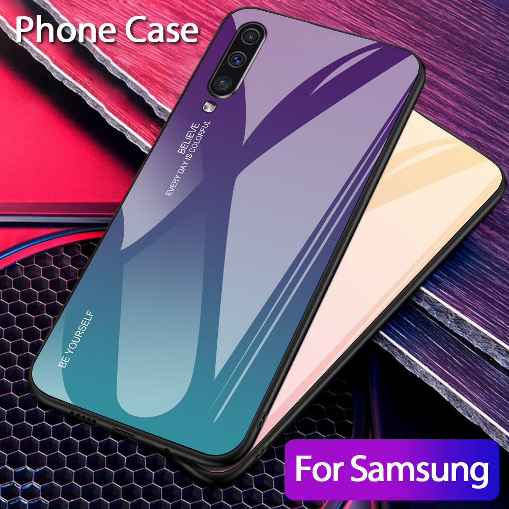 Toughened Glass Phone Cases For Samsung Galaxy A31 A41 A51 A71 S8 S9 S10 Gradual Shell Covers