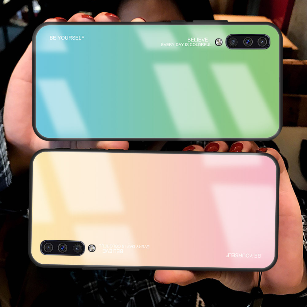 Toughened Glass Phone Cases For Samsung Galaxy A31 A41 A51 A71 S8 S9 S10 Gradual Shell Covers