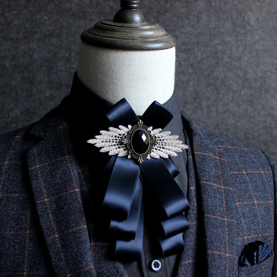 Men&apos;s Suit Bow Tie Collar Flower Dress Shirt Groom Groomsman Host Wedding Party Ceremony Multi-Layer