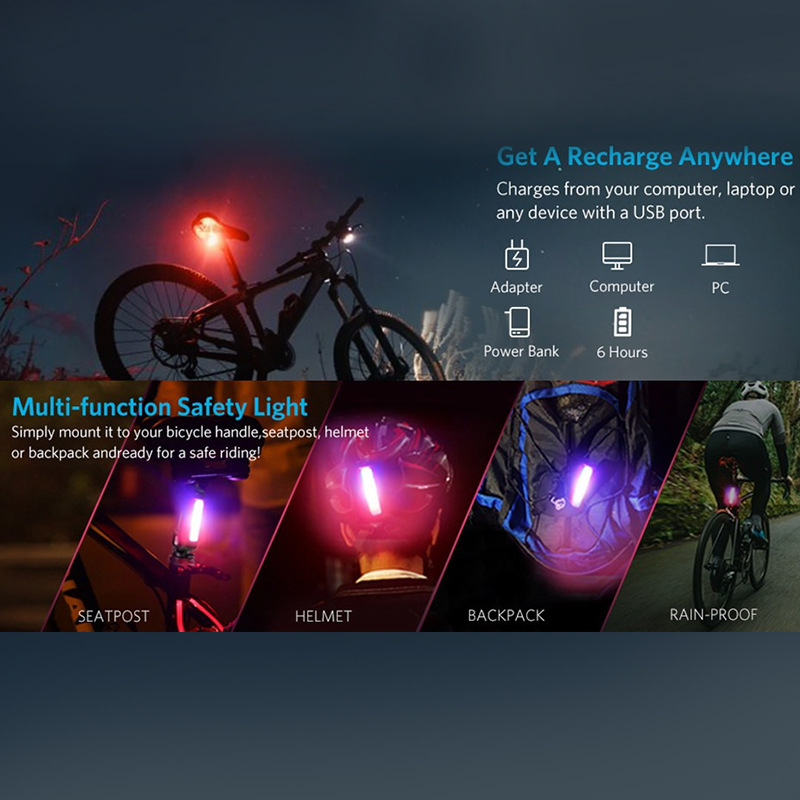 Bike Bicycle Light LED  Rear Light USB Rechargeable Cycling Safety Warning Flashlight Tail Lamp