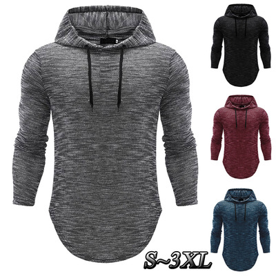Fashion Sports Men&apos;s Slim Fit Long Sleeve Shirts Hooded Muscle Tops Hoodie Casual Basic Exercise