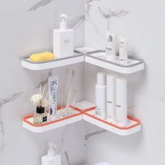 Self-adhesive Wall Corner Rack Holder Bathroom Kitchen Toiletries Shelf Suction Wall Storage Organizer random one size