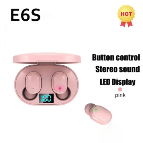 Original E6S TWS Wireless Bluetooth Earphone with Mic LED Display Earbuds Wireless Bluetooth Headset Air E6S Fone Bluetooth Earphones Pink