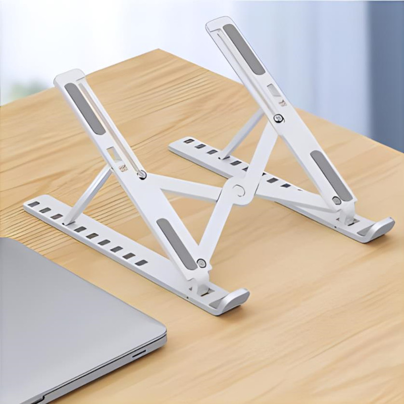 Portable Laptop Stand Aluminium alloy/ABS Foldable Notebook Support Base Holder  6-hole/10-hole height adjustable for Laptop & Tablet Accessories White,ABS Plastic