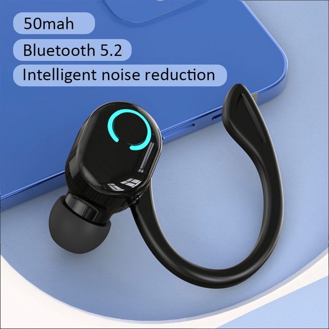 Bluetooth Earphone Ear Hook Type Low Delay Noise Reduction Single Ear Sports Business Wireless Headset Black