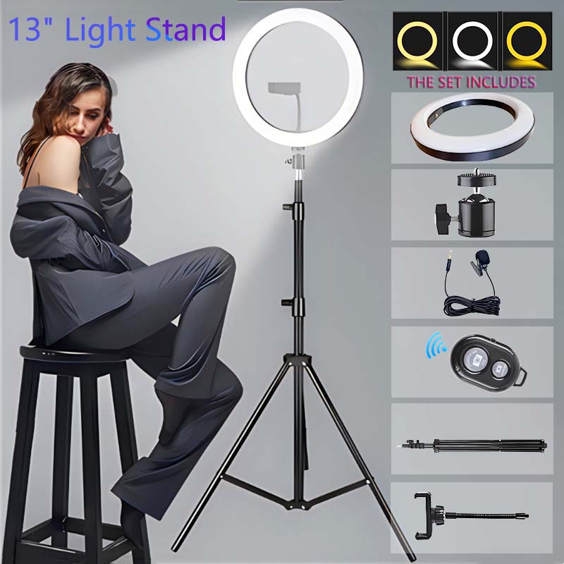 (Free Gift: Micphone+Remote) 4 in 1 Generic Ring Light 13Inch for Selfie Live Stream/Makeup/Youtube/Tiktok Video/Photography WITH 2.1M TRIPOD Stand